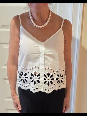 Splendid White Eyelet Button-Front Tank